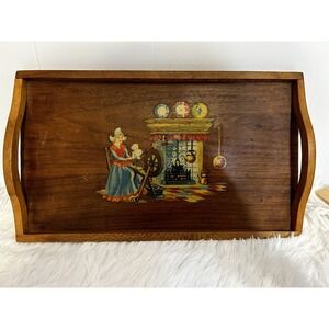 Vintage Handmade Wooden‎ Tray. 15x9 Dutch/Folk Art.